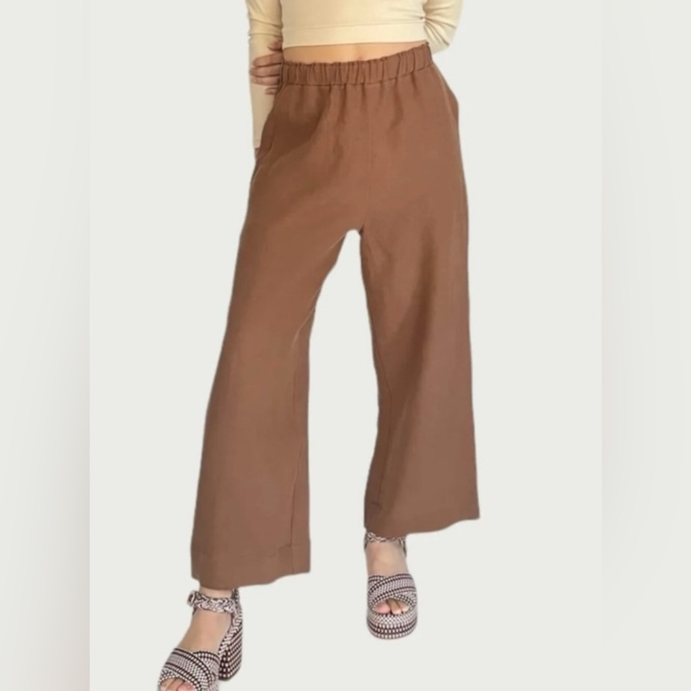 Hoi Bo handmade Linen Wide Leg Pants in Cacao